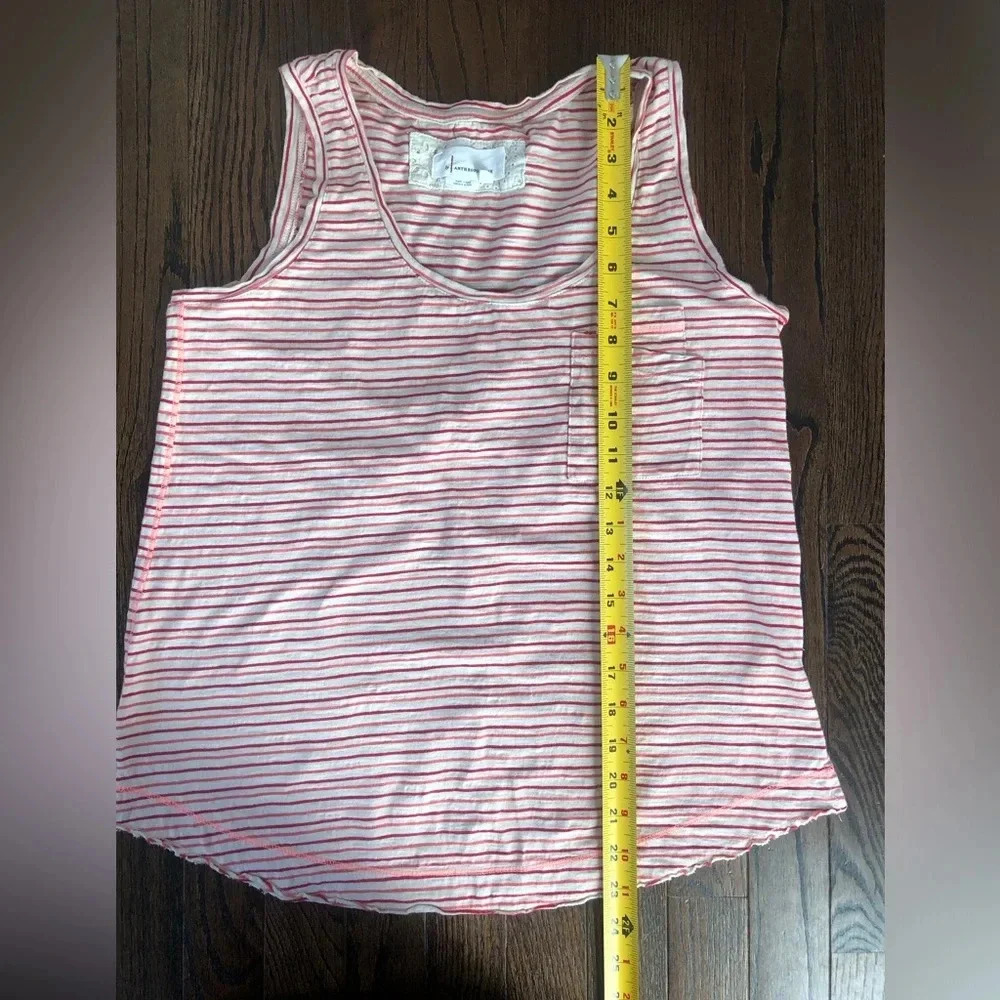 Anthropologie Women’s S Hot Pink/Pink/Beige Striped Sleeveless Cotton Tank-VGUC! - Picture 7 of 11
